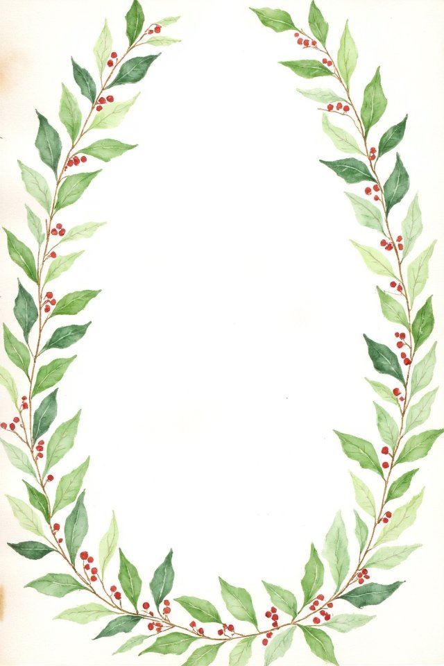 Watercolor wreath with green leaves and red berries on a white background, perfect for invitations or holiday designs.
