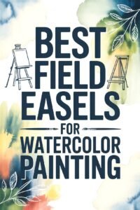 Best field easels for watercolor painting with colorful background and leaf illustrations.