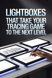 Designer using a lightbox for tracing architectural sketches. Ideal tool for enhancing creative projects.