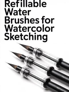 Refillable water brushes for watercolor sketching with transparent handles, perfect for artists and designers.