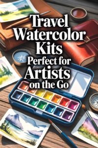 Travel watercolor kit with paints and brushes, ideal for artists who enjoy painting on the go.