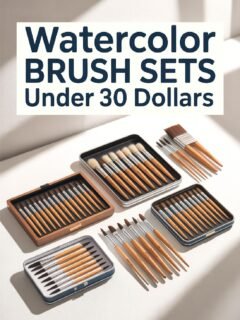 Affordable watercolor brush sets in cases for artists under $30, displayed on a white surface.