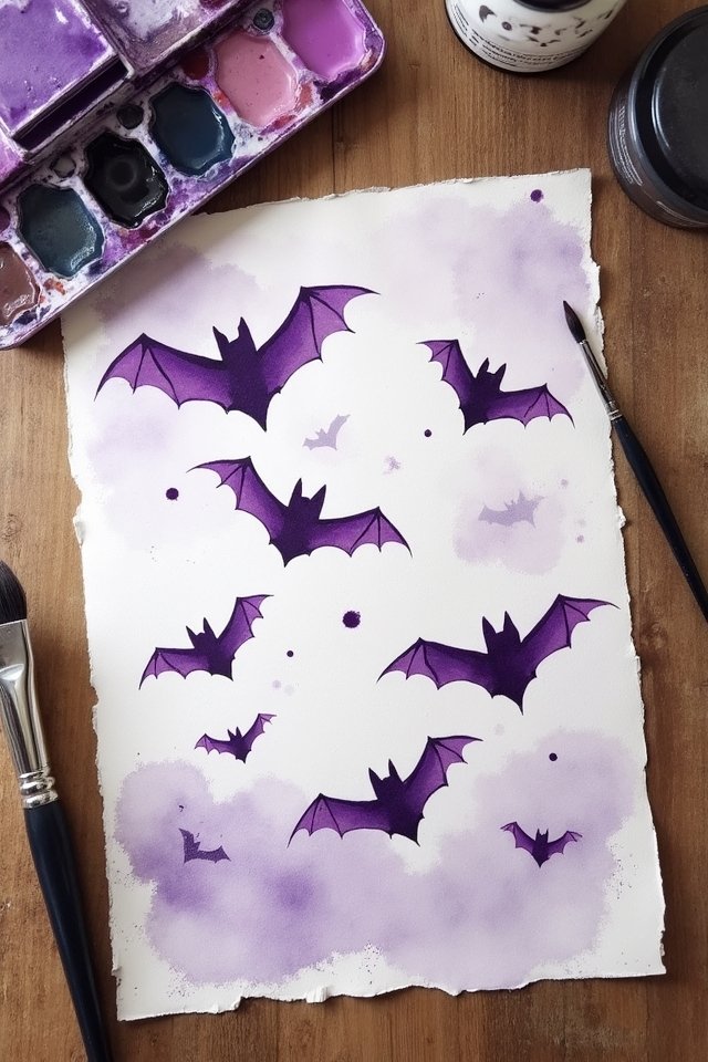 painting chaotic bat silhouettes