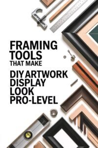 DIY framing tools for professional-level artwork display with rulers, clamps, and frame pieces.