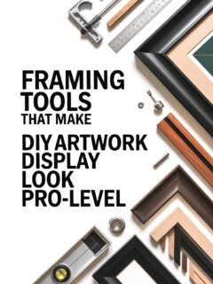 DIY framing tools for professional-level artwork display with rulers, clamps, and frame pieces.