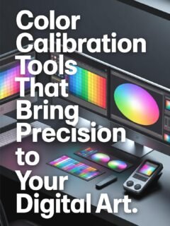 Color calibration tools for enhancing precision in digital art on a multi-monitor setup.
