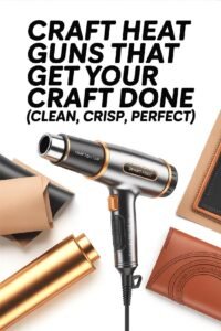 Craft heat gun with accessories for precise, clean crafting. Ideal for leatherwork and art projects.