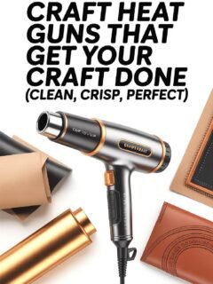 Craft heat gun with accessories for precise, clean crafting. Ideal for leatherwork and art projects.
