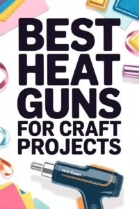 Top heat guns for crafts with colorful materials and ribbons around a heat gun image.
