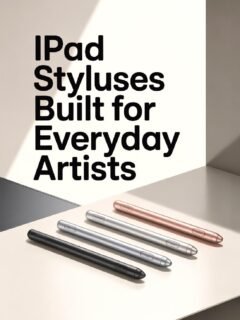 iPad styluses in four colors on a table, designed for artists.