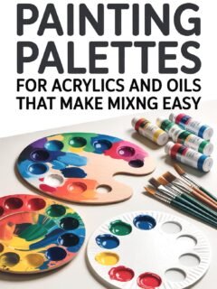 Colorful paint palettes and brushes for mixing acrylic and oil paints easily. Perfect for artists and hobbyists.