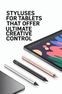 Styluses for tablets, shown with a vibrant screen, offering ultimate creative control for digital artists.