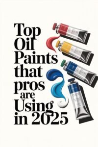 Top oil paints 2025: red, yellow, blue tubes with vibrant strokes. Professional artists' choice.