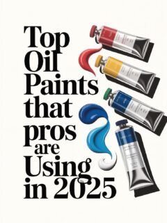 Top oil paints 2025: red, yellow, blue tubes with vibrant strokes. Professional artists' choice.