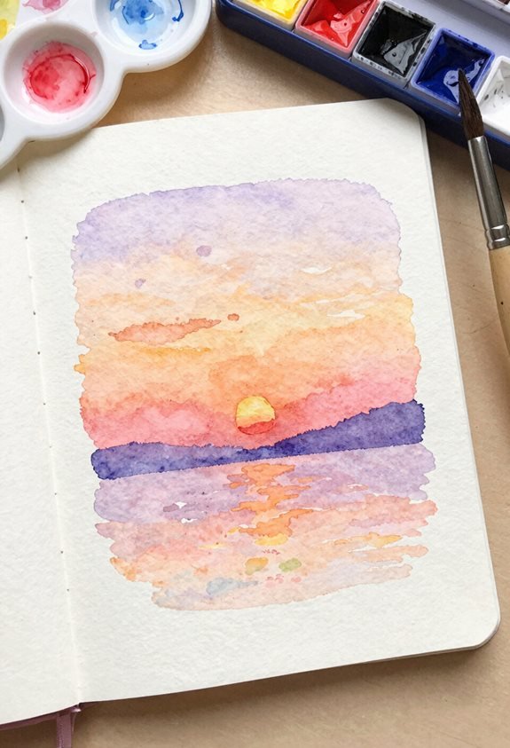 calming sunset watercolor project