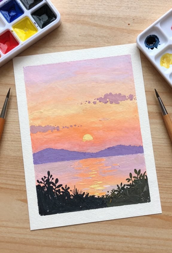 calming sunset watercolor project