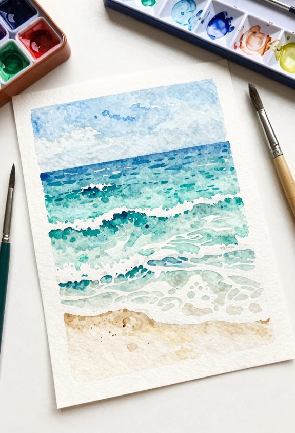 calming watercolor ocean technique