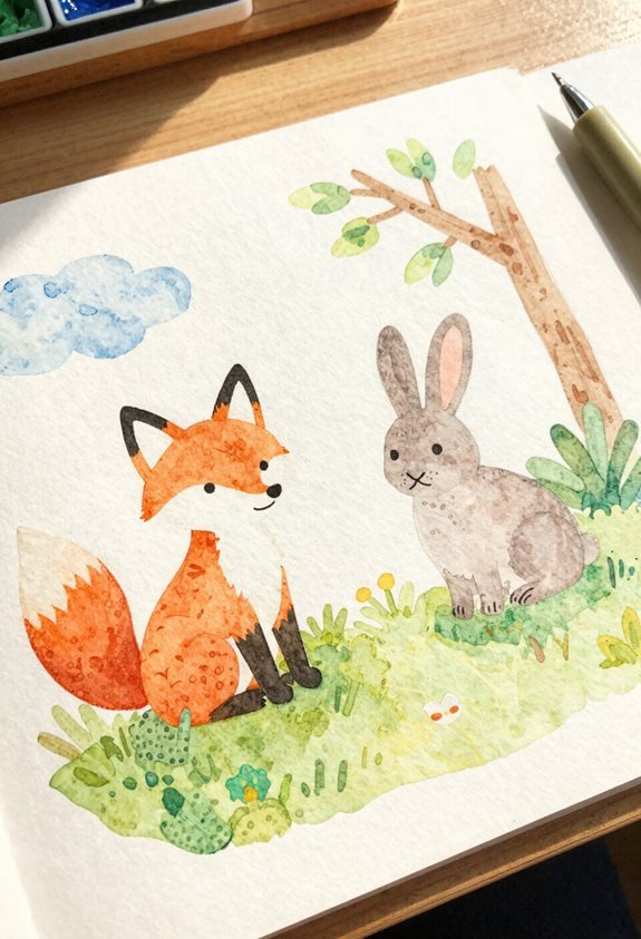 charming watercolor animal silhouettes