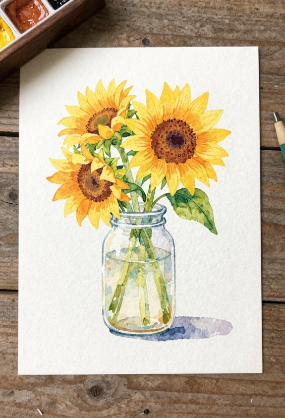 cheerful rustic sunflower arrangement