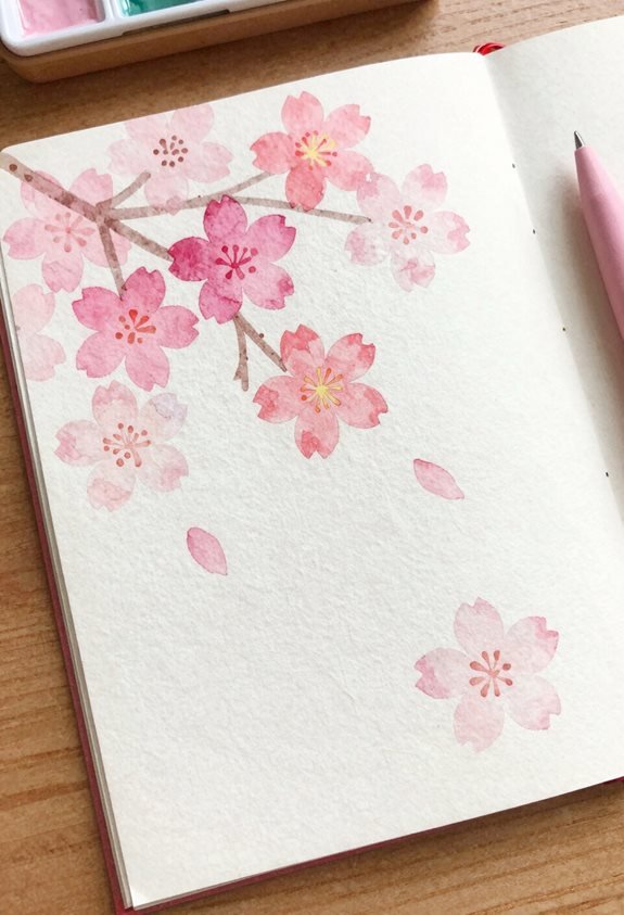 cherry blossom watercolor art
