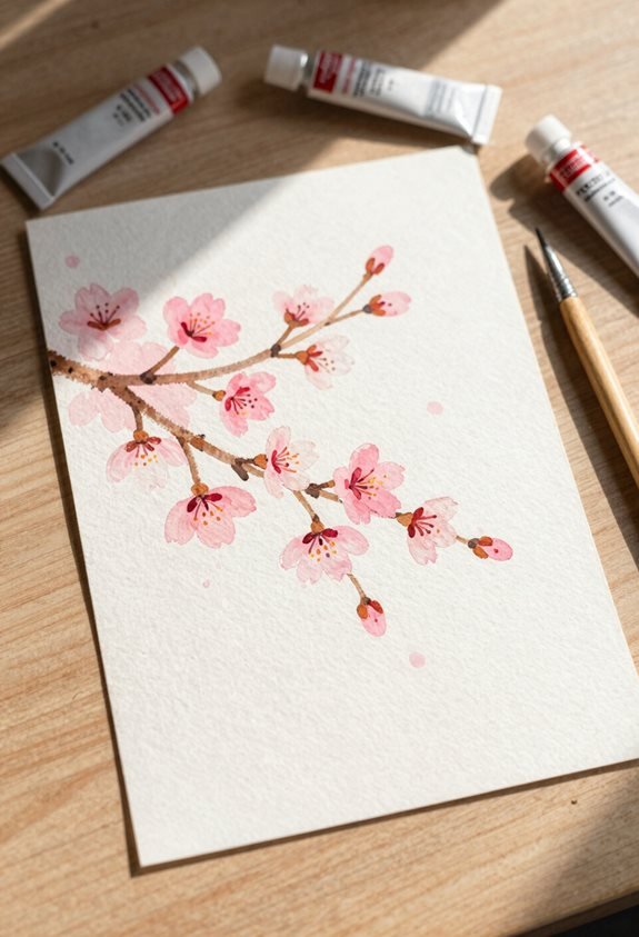 cherry blossoms in watercolor