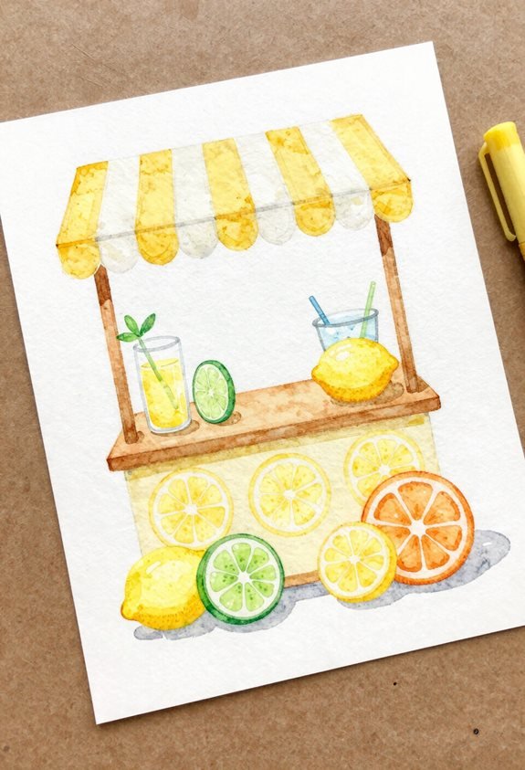 citrus slices watercolor art