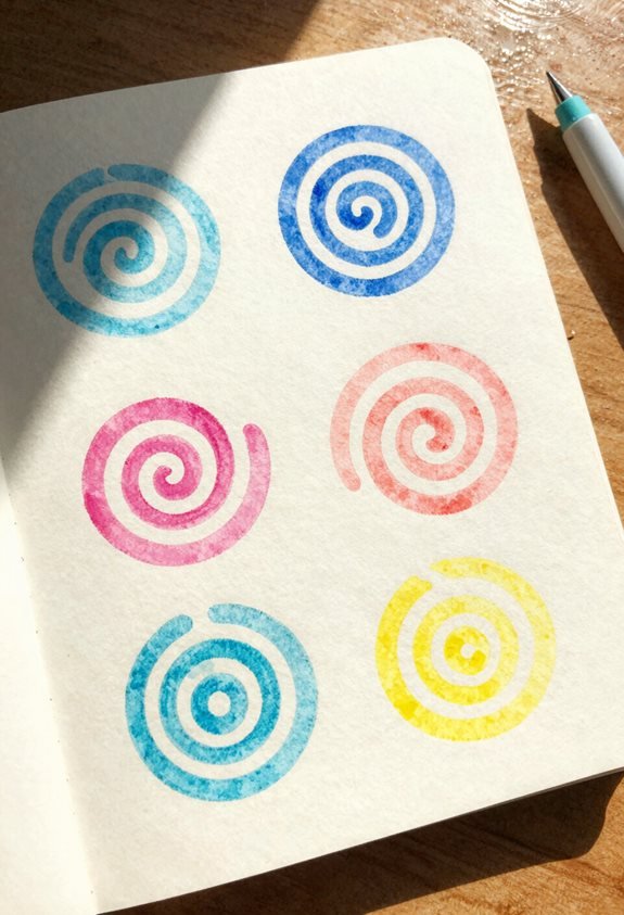 colorful spiral brush practice