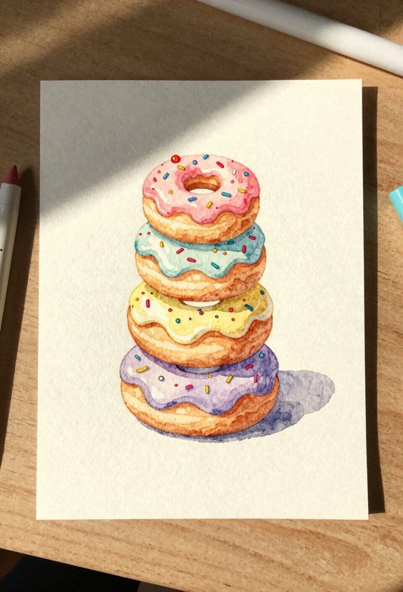 colorful stacked donut illustration
