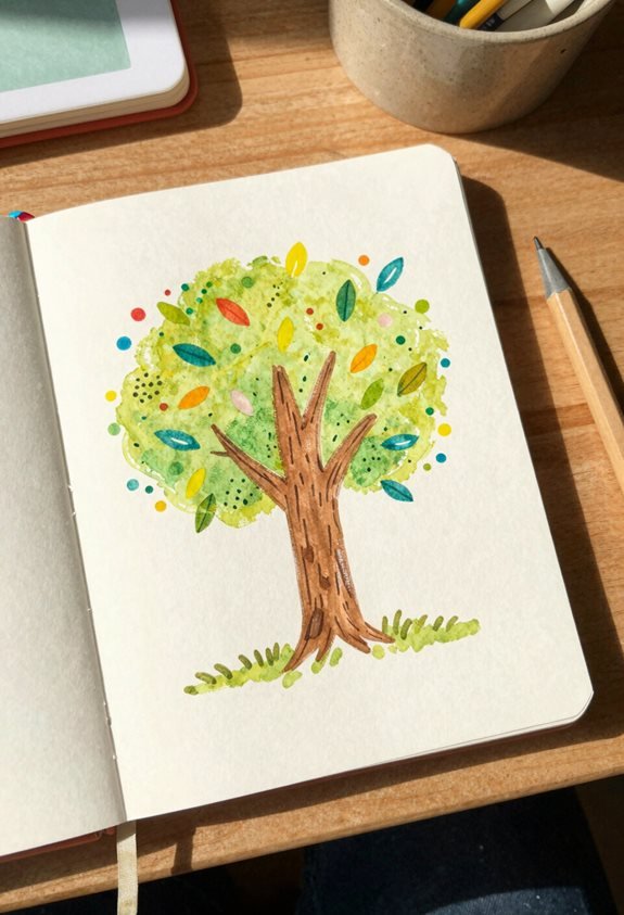 colorful whimsical tree art