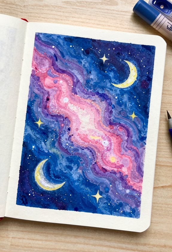 cosmic watercolor craft night
