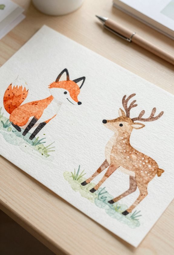 creative watercolor animal silhouettes
