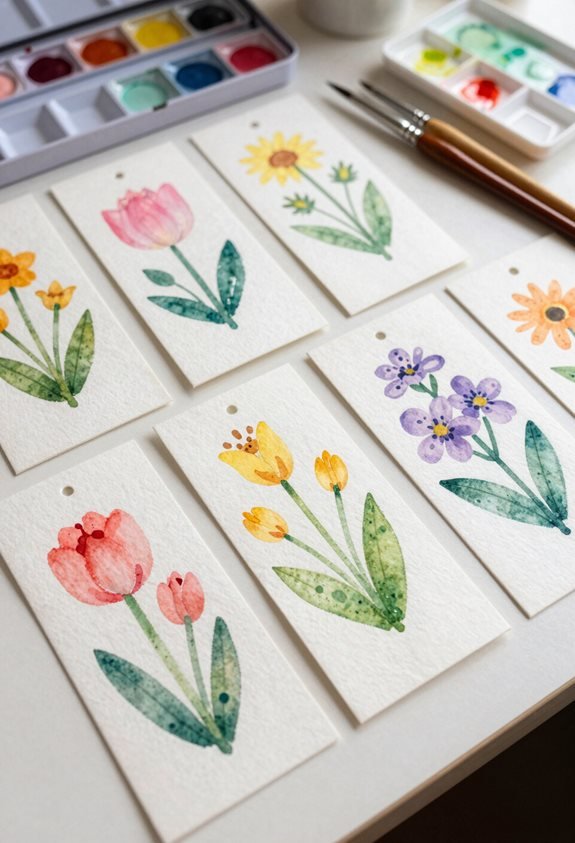 creative watercolor bookmark stamps