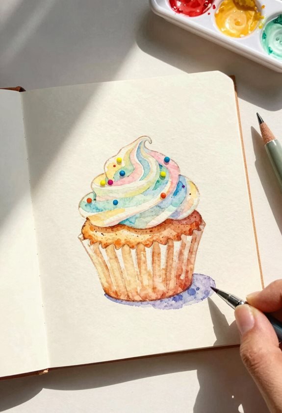 delightful cupcake watercolor illustrations
