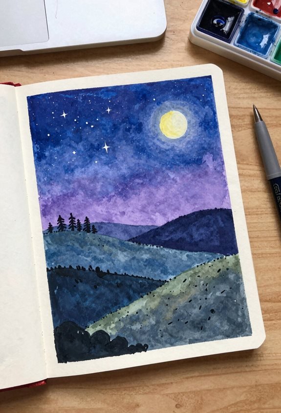 dreamy starry landscape scene