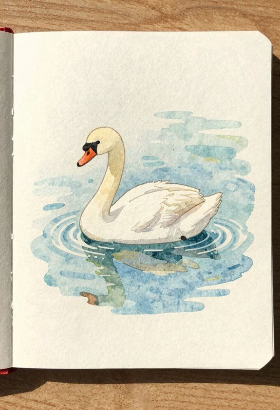 elegant swan lake painting