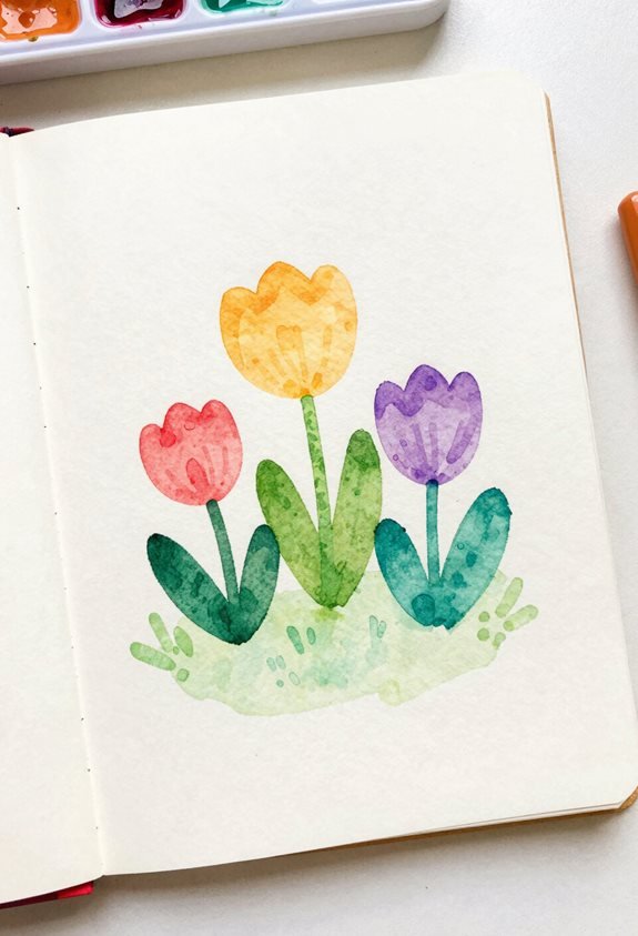 floral silhouettes on gradients