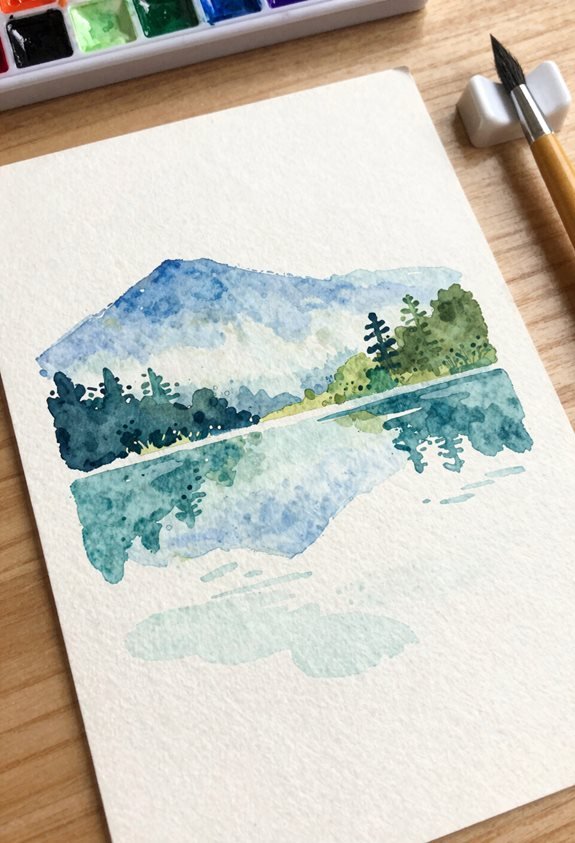 gentle mountain reflection wash