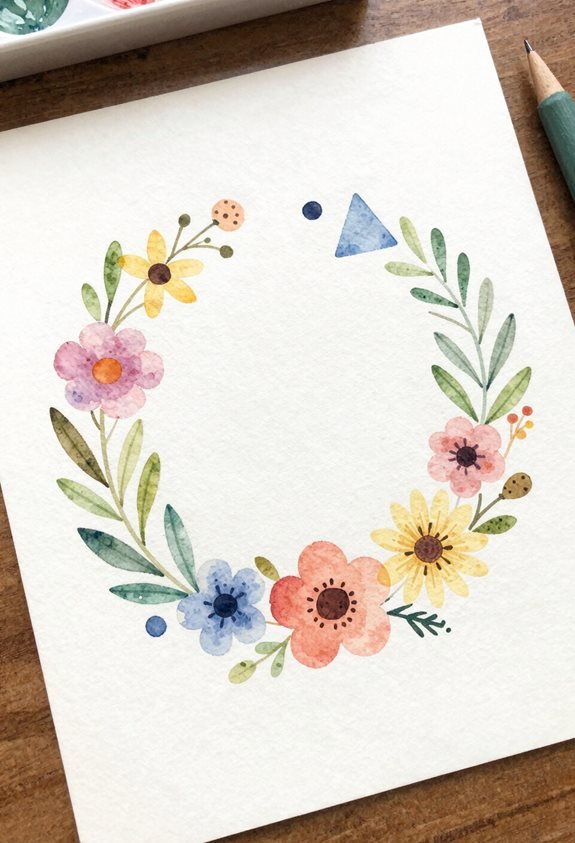 geometric floral wreath design