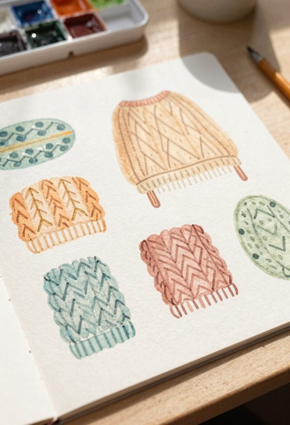 knit blanket watercolor inspiration