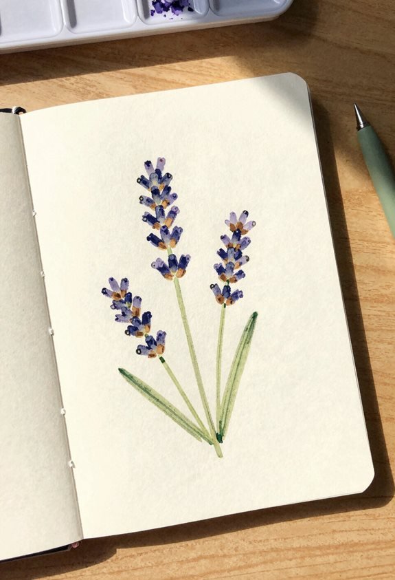 lavender watercolor painting supplies