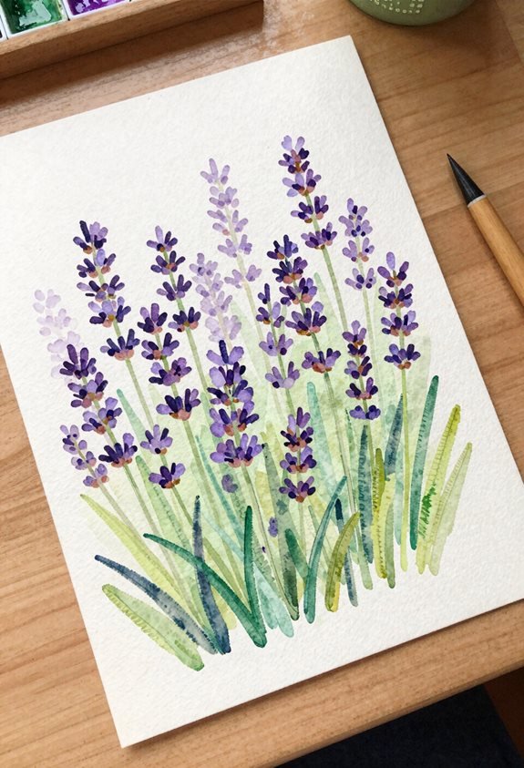 lavender watercolor painting supplies