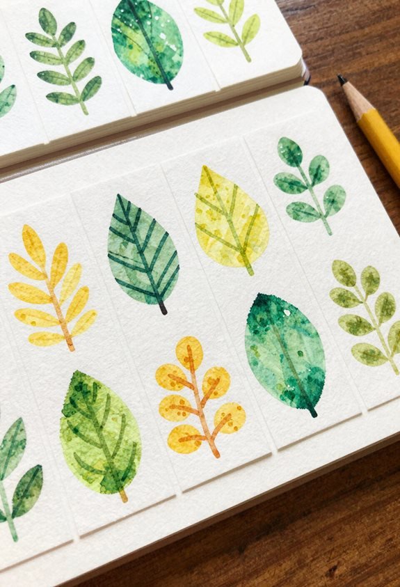 nature themed watercolor bookmarks