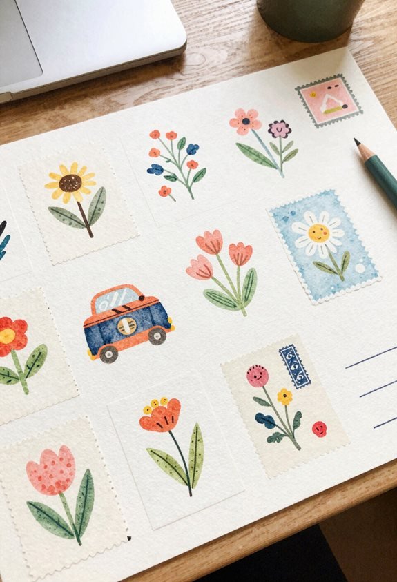 nostalgic watercolor postcard designs