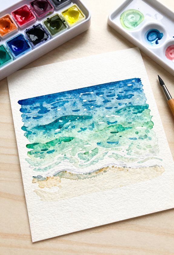 ocean wave watercolor art