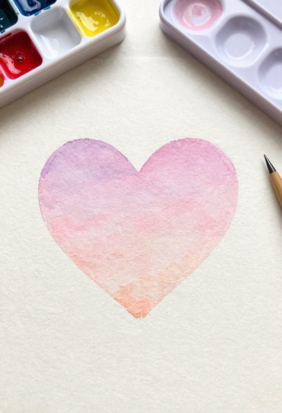 ombre heart watercolor art
