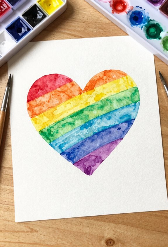 rainbow striped heart design