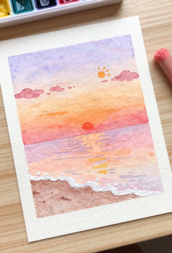 serene beach sunset hues