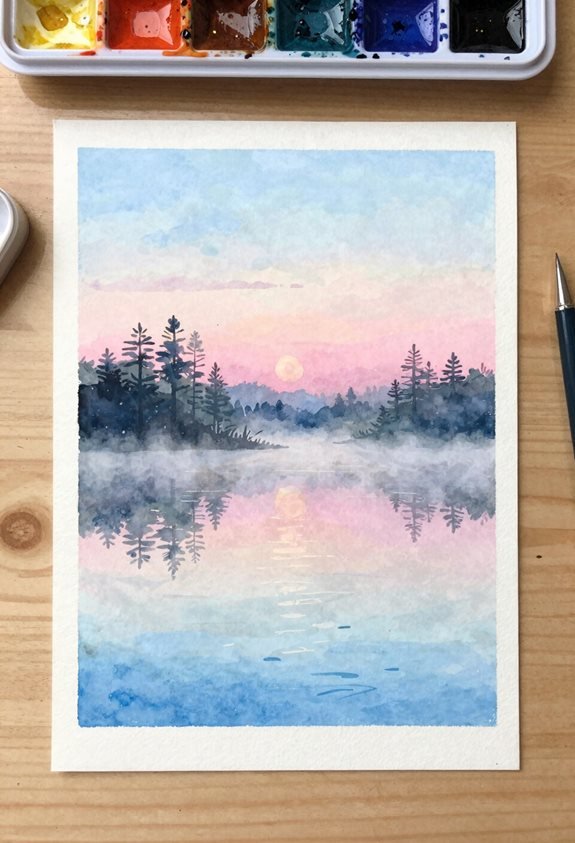 serene foggy lake dawn