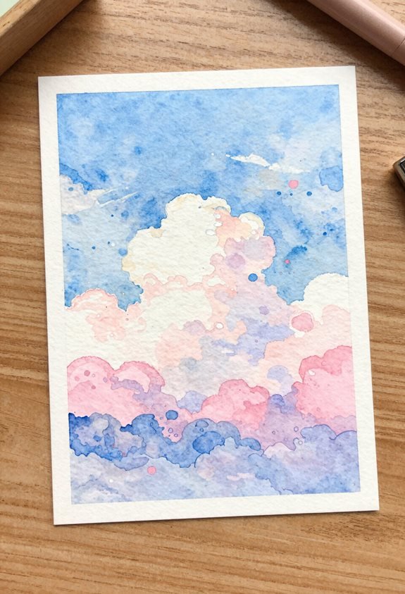 serene watercolor sky postcard