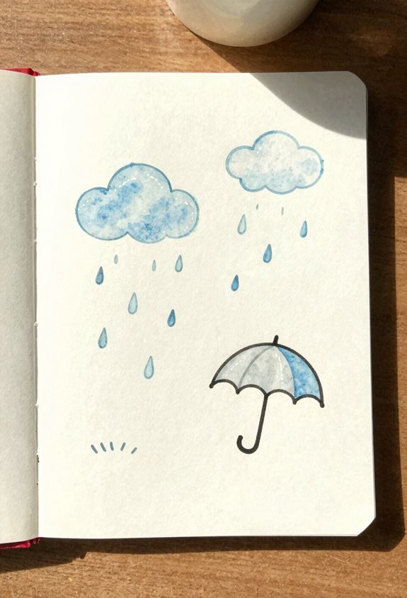 soft tranquil rainy scene